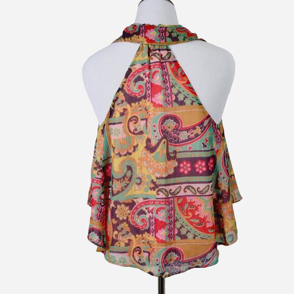 Free People Size S Strawberry Sleeveless Halter Top Paisley Multicolor - Picture 5 of 11